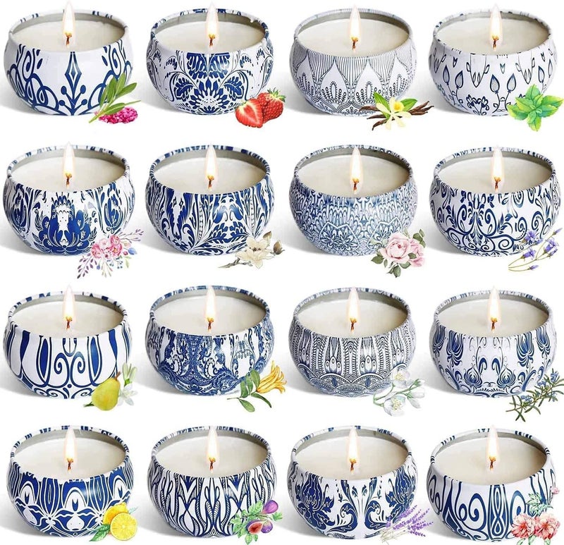 Set of 16 Pack Scented Candle Gifts Travel Tin Jar Candles for Home 25 OZ Scented Candles for Mom for Christmas Birthday Thanksgiving Mothers Day